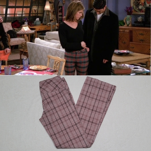 Vintage Pants - 90s Vintage Tracy Evans Gray Pink Plaid Mid Rise Extended Waist Flared Pants S